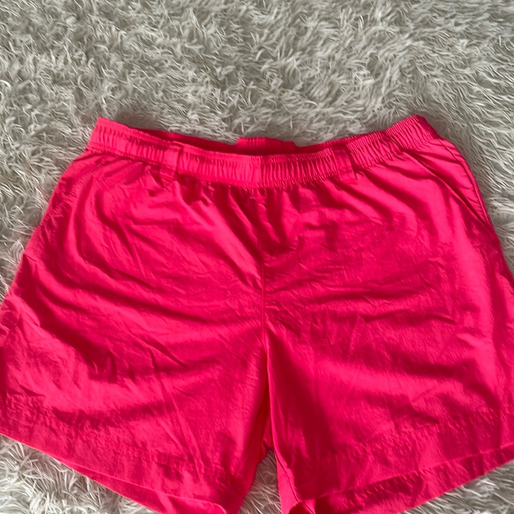 Columbia PFG Orange Nylon Water Shorts Elastic Waist Highrise Size large